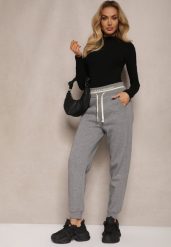 Szare Bawełniane Dresowe Spodnie Ocieplane High Waist Ozdobione Sznurkiem Niaris. Szare spodnie dresowe damskie Renee, l, bez wzorów, z bawełny. Za 54.99 zł.