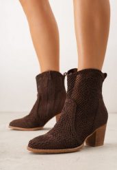 Brązowe Botki Kowbojki VICES na Stożku z Ażurową Cholewką Azivessa. Brązowe botki damskie Born2be, na wiosnę, z jeansu, boho, bez obcasa, na obcasie, bez zapięcia. Za 149.99 zł.