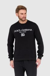 DOLCE & GABBANA Czarna męska bluza z haftowanym logo, Rozmiar 54. Czarne bluzy męskie Dolce and Gabbana, m, bez wzorów, bez kaptura. W wyprzedaży za 1,900.99 zł.