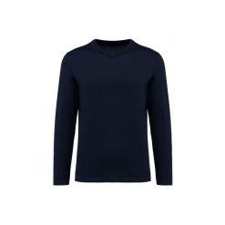 Koszulka z długim rękawem Suprima v-neck Kariban Premium. Niebieskie bluzki z długim rękawem męskie KARIBAN, m, bez wzorów, z bawełny, bez kołnierzyka. Za 136.00 zł.