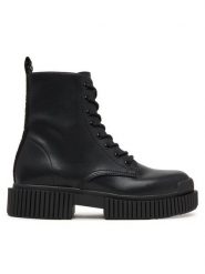 Armani Exchange Trzewiki XDN031 XV875 00002 Czarny. Czarne botki damskie Armani Exchange, ze skóry, bez obcasa, na płaskiej podeszwie, bez zapięcia. Za 1,169.00 zł.