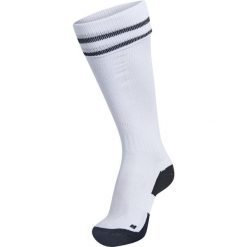 Getry piłkarskie dla dorosłych Hummel Element Football Sock. Białe legginsy sportowe męskie Hummel, bez wzorów, do piłki nożnej. Za 38.00 zł.