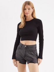 Noisy May Bluzka Maya 27027280 Czarny Slim Fit. Czarne bluzki damskie Noisy may, m, bez wzorów, z bawełny, bez kołnierzyka, bez ramiączek. Za 99.99 zł.