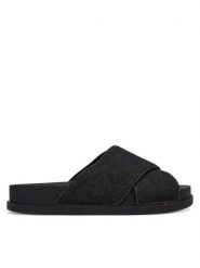 Tommy Jeans Klapki Tjw Comfort Slides Washed Denim EN0EN02898 Czarny. Czarne klapki damskie Tommy Jeans, bez wzorów, z denimu, bez obcasa. Za 249.99 zł.