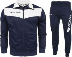 Givova Dres treningowy piłkarski komplet bluza spodnie Givova Tuta Visa Triacetato granatowo-biały TR018 0403 M. Białe bluzy męskie Givova, m, bez wzorów, z dresówki, bez kaptura, do piłki nożnej. Za 129.79 zł.