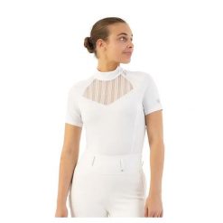 Damska koszulka do jazdy konnej BR Equitation. Białe koszulki sportowe damskie BR, xs, bez wzorów, z materiału, eleganckie, bez kołnierzyka. Za 280.00 zł.