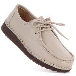Skórzane półbuty damskie mokasyny sznurowane beżowe Artiker 58C1519. Brązowe mokasyny damskie Artiker, ze skóry. Za 249.99 zł.