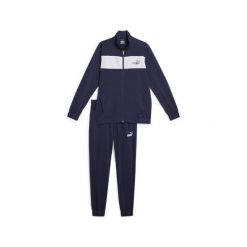 Męski dres poliestrowy PUMA Navy Blue. Białe buty sportowe męskie Puma, z dresówki, bez zapięcia, na fitness i siłownię. Za 249.07 zł.