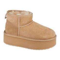 Buty Emu Australia Stinger Micro Flatform W13082-SAND beżowy. Brązowe śniegowce i trapery damskie z gumy. Za 826.66 zł.