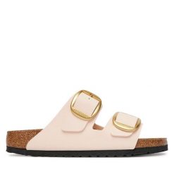 Klapki Birkenstock. Czerwone klapki damskie Birkenstock, bez wzorów, bez obcasa. Za 539.99 zł.