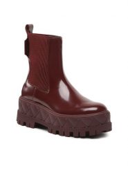 Kurt Geiger Botki London Chelsea 9353754109 Bordowy. Czerwone botki damskie Kurt Geiger, ze skóry, bez obcasa, na płaskiej podeszwie, bez zapięcia. Za 1,319.00 zł.