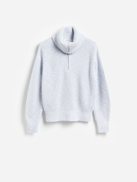 Sweter z wełną - jasnoniebieski. Niebieskie swetry damskie Reserved, l, bez wzorów, z dzianiny, bez kołnierzyka, bez ramiączek, bez kaptura. Za 359.99 zł.
