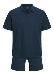 Komplet JJ REBEL: T-shirt i krótkie spodnie (2 części). Niebieskie t-shirty męskie bonprix, l, bez wzorów, klasyczne, bez kołnierzyka. Za 129.99 zł.