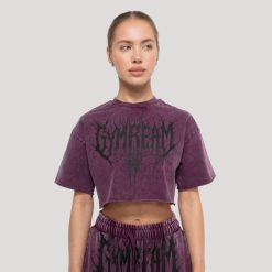 Koszulka damska fitness cropped Raisin Abyss. Czerwone koszulki sportowe damskie GYMBEAM, l, bez wzorów, z bawełny, klasyczne, bez kołnierzyka. Za 88.90 zł.