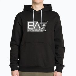 Bluza męska EA7 Emporio Armani Train Visibility Hoodie. Czarne bluzy męskie EA7 Emporio Armani, m, bez wzorów, z bawełny, bez kaptura. Za 369.99 zł.
