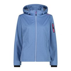 Damska kurtka turystyczna z kapturem CMP. Niebieskie kurtki sportowe damskie CMP, bez wzorów, z softshellu, z kapturem, trekkingowe. Za 356.00 zł.