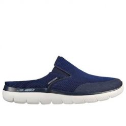 Klapki męskie Skechers Summits Vindicator. Niebieskie klapki męskie Skechers, z materiału, sportowe. Za 379.99 zł.