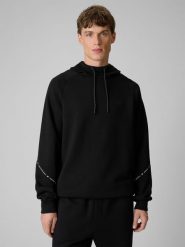 4F Bluza dresowa regular z kapturem męska - czarna 3XL. Czarne bluzy męskie 4f, m, bez wzorów, z dresówki, z kapturem. Za 199.99 zł.