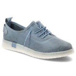 Półbuty damskie Ravini, ze skóry naturalnej licowej ażurowa cholewka sznurowanie lekka podeszwa casual, niebieskie, 2020-1. Niebieskie półbuty damskie Ravini, w ażurowe wzory, ze skóry, casualowe, bez obcasa, na płaskiej podeszwie, bez zapięcia. Za 237.90 zł.