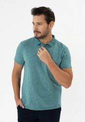 Koszulka polo w paski O-MANGO. Niebieskie koszulki polo męskie Volcano, na lato, l, bez wzorów, z bawełny, eleganckie, bez ramiączek. Za 99.99 zł.