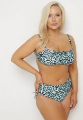 Zielone Bikini Biustonosz z Wiązaniem i Majtki Figi ze Ściągaczami Uloselia. Zielone bikini damskie Born2be, plus size, w ażurowe wzory, plus size. Za 64.99 zł.