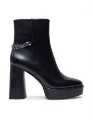 MICHAEL Michael Kors Botki Carlisle Leather Platform Boot 40F4CLME1L Czarny. Czarne botki damskie MICHAEL Michael Kors, ze skóry, bez obcasa, na słupku, bez zapięcia. Za 779.99 zł.