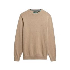 Sweter bawełnowy Superdry Essentials. Niebieskie swetry przez głowę męskie Superdry., uniwersalny, bez wzorów, z bawełny, bez kołnierzyka. Za 264.90 zł.