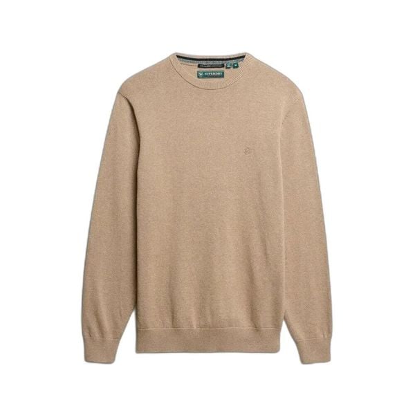 Sweter bawełnowy Superdry Essentials. Niebieskie swetry przez głowę męskie Superdry., uniwersalny, bez wzorów, z bawełny, bez kołnierzyka. Za 245.70 zł.