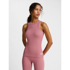 Damski bezszwowy tank top Hummel Pulse. Fioletowe koszulki sportowe damskie Hummel, bez wzorów, z materiału, sportowe, bez kołnierzyka. Za 163.50 zł.