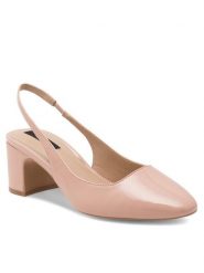 Nine West Sandały 123AL1938-1 Beżowy. Brązowe czółenka damskie Nine West, bez wzorów, ze skóry, bez obcasa, na słupku, bez zapięcia. Za 199.99 zł.