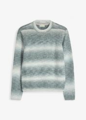 Sweter z grubej dzianiny z domieszką wełny, w cieniowanym kolorze. Szare swetry dla chłopców bonprix, bez wzorów, z dzianiny, bez kołnierzyka, bez kaptura. Za 84.99 zł.