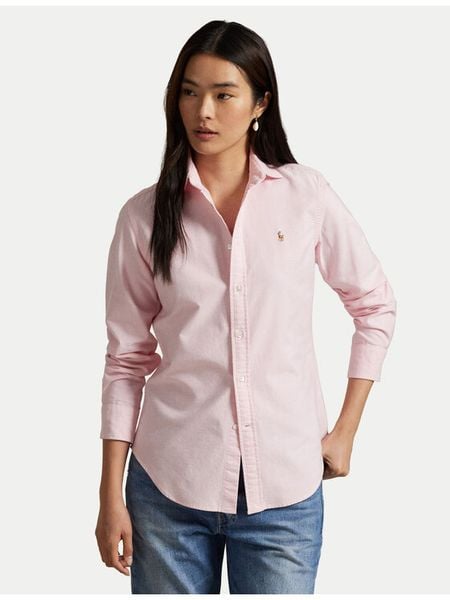 Polo Ralph Lauren Koszula 211891377002 Różowy Regular Fit. Czerwone bluzki damskie Polo Ralph Lauren, bez wzorów, z bawełny, bez kołnierzyka, bez ramiączek. Za 473.99 zł.