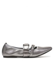 DKNY Baleriny Dade K1511477 Srebrny. Szare baleriny damskie DKNY, bez wzorów, ze skóry, bez obcasa. Za 359.99 zł.