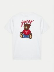 Guess T-Shirt H4BJ06 I3Z14 Biały Regular Fit. Białe t-shirty i topy dla dziewczynek Guess, z aplikacjami, z bawełny, bez ramiączek. Za 79.99 zł.
