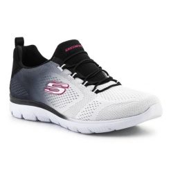 Buty Skechers SUMMITS-BRIGHT W 149536-BKW białe. Białe obuwie sportowe damskie bez wzorów, z gumy, na fitness i siłownię. Za 408.30 zł.