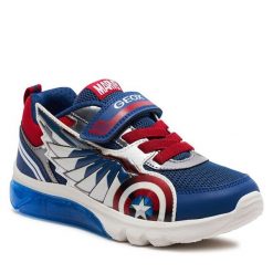 Sneakersy Geox. Niebieskie półbuty chłopięce Geox, bez wzorów, bez zapięcia. Za 199.99 zł.
