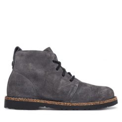Trzewiki Birkenstock. Szare botki damskie Birkenstock, bez obcasa, na płaskiej podeszwie, bez zapięcia. Za 769.99 zł.