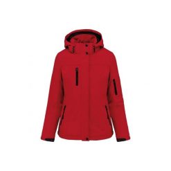 Kurtka damska z kapturem, ocieplana, softshell Kariban. Niebieskie kurtki damskie KARIBAN, m, bez wzorów, z elastanu, z kapturem. Za 338.50 zł.