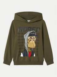 NAME IT Bluza 13238528 Khaki Standard Fit. Brązowe bluzy dla chłopców Name it, bez wzorów, z bawełny, bez ramiączek, bez kaptura. Za 139.99 zł.