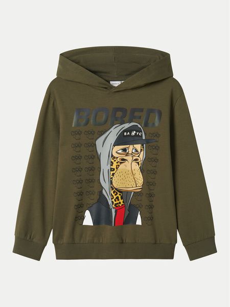 NAME IT Bluza 13238528 Khaki Standard Fit. Brązowe bluzy dla chłopców Name it, bez wzorów, z bawełny, bez ramiączek, bez kaptura. Za 89.99 zł.