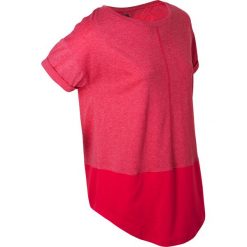 Shirt sportowy z kontrastowymi elementami, krótki rękaw bonprix czerwień granatu melanż. Czerwone bluzki damskie bonprix, bez wzorów, bez kołnierzyka, bez ramiączek. Za 44.99 zł.