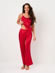 Piżama dwuczęściowa na ramiączkach - czerwony. Czerwone piżamy damskie Sinsay, l, bez wzorów, bez ramiączek. Za 59.99 zł.