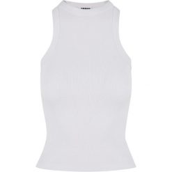 Top Z Prążkowanym Tyłem Dla Kobiet. Białe t-shirty damskie Urban Classics, xl, bez wzorów, prążkowane, casualowe, bez kołnierzyka. Za 55.99 zł.