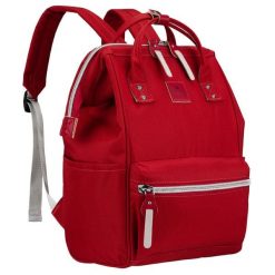 Czerwony plecak damski z poliestru z miejscem na laptopa i portem USB - Peterson. Czerwone plecaki damskie bez wzorów, z materiału. Za 109.99 zł.