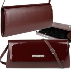 Beltimore Bordowa Damska Torebka Kopertówka wieczorowa Beltimore W20. Czerwone kopertówki damskie Beltimore, bez wzorów, wizytowe, bez dodatków. Za 74.79 zł.