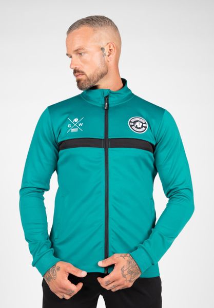 Vernon Kurtka dresowa - Teal Zielony. Zielone kurtki męskie GORILLA WEAR, m, bez wzorów, z dresówki, na fitness i siłownię. Za 320.00 zł.