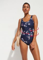 Kostium kąpielowy shape, lekki stopień modelowania sylwetki. Niebieskie kostiumy jednoczęściowe damskie bonprix, bez wzorów. Za 124.99 zł.