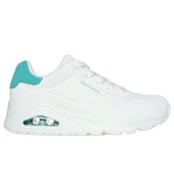 Buty Skechers Pop Back W 177092 Wmnt białe. Białe obuwie sportowe damskie bez wzorów, z zamszu. Za 618.68 zł.