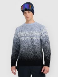 4F Sweter męski - granatowy S. Niebieskie bluzy męskie 4f, m, z aplikacjami, z wełny, bez kaptura. Za 299.99 zł.