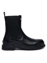 LOVE MOSCHINO Botki JA24043G1PIA0000 Czarny. Czarne botki damskie Love Moschino, ze skóry, bez obcasa, na płaskiej podeszwie, bez zapięcia. Za 949.99 zł.